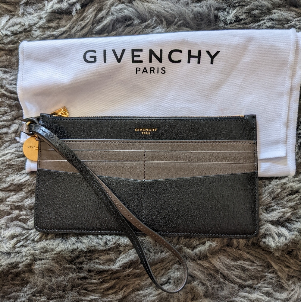 Givenchy GV3 Bicolor Leather Wristlet.